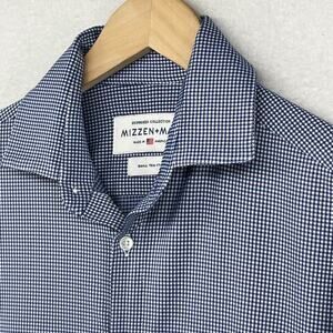 MIZZEN MAIN Shirt Mens S Spinnaker Collection Gingham Check Button Up Blue USA